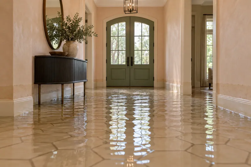 Water Extraction Near Kern Park — substantial pool with waterlines and partly submerged lower furniture feet